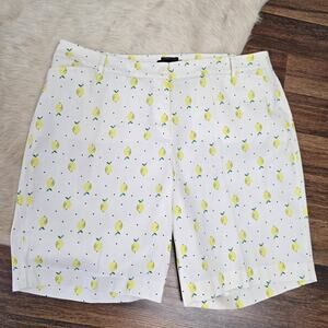 Talbots 18WP Petite Shorts Lemon Print The Perfect Short Bermuda Womens Pockets